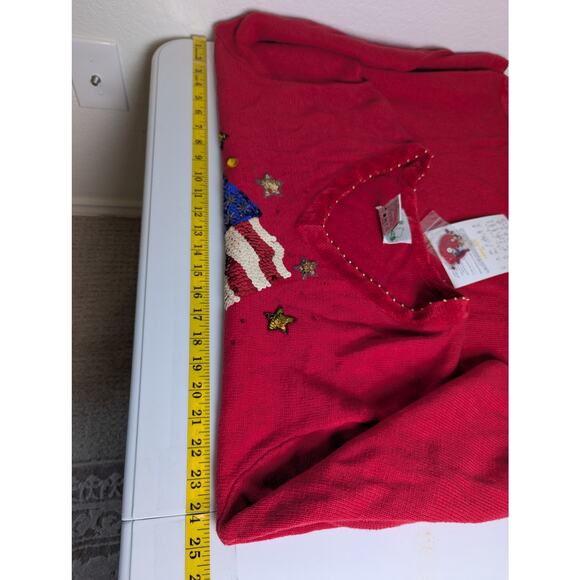 NWT VTG Quacker Factory Red USA Flag Sequin Tunic Sweater Women 1X Patriotic - Picture 11 of 11